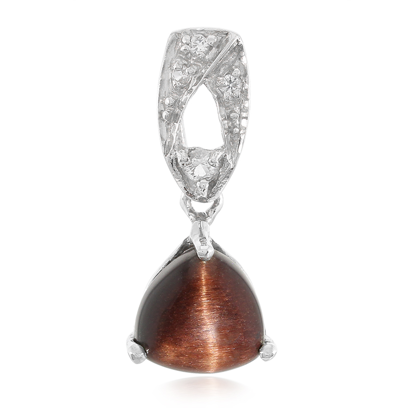 Rotes Tigerauge-Silberanhänger