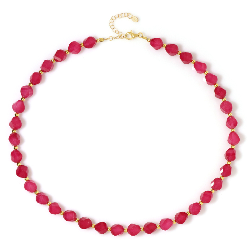 Fuchsia-Quarz-Silberhalskette