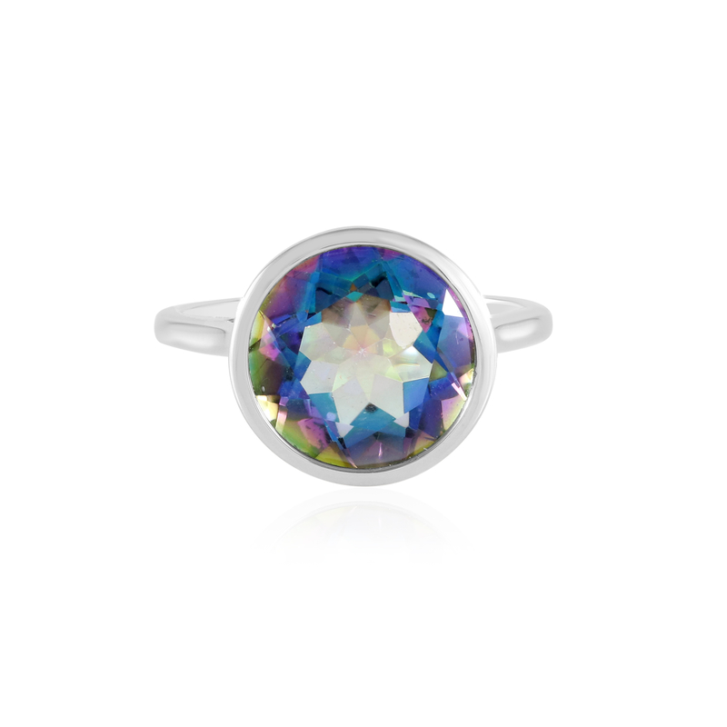Blauer Mystik-Quarz-Silberring (MONOSONO COLLECTION)
