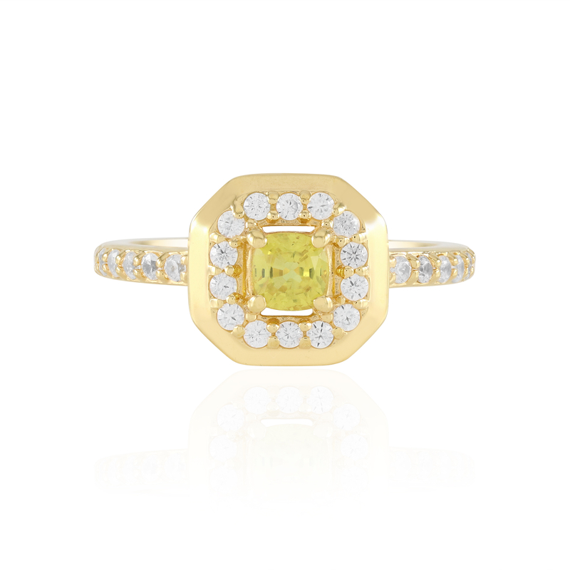 Gelber Ceylon-Saphir-Silberring