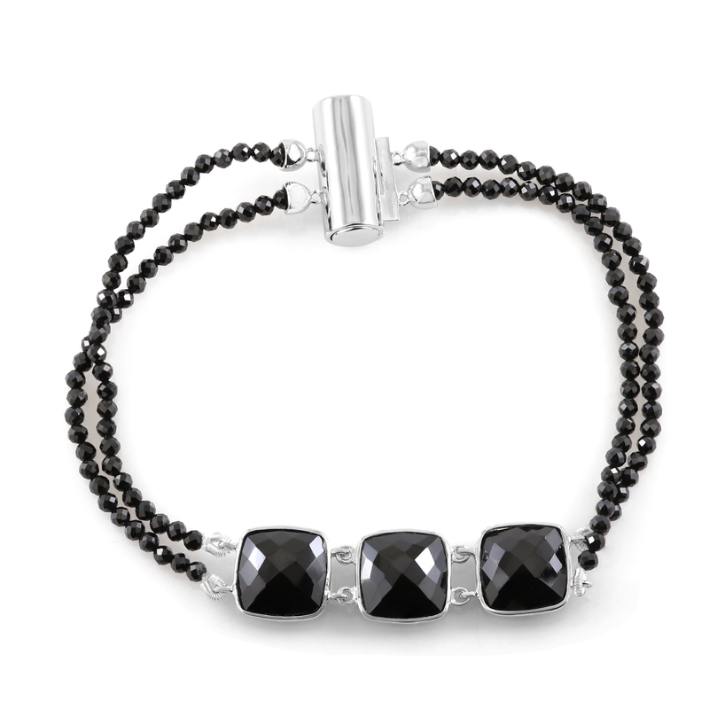 Schwarzer Spinell-Silberarmband (KM by Juwelo)