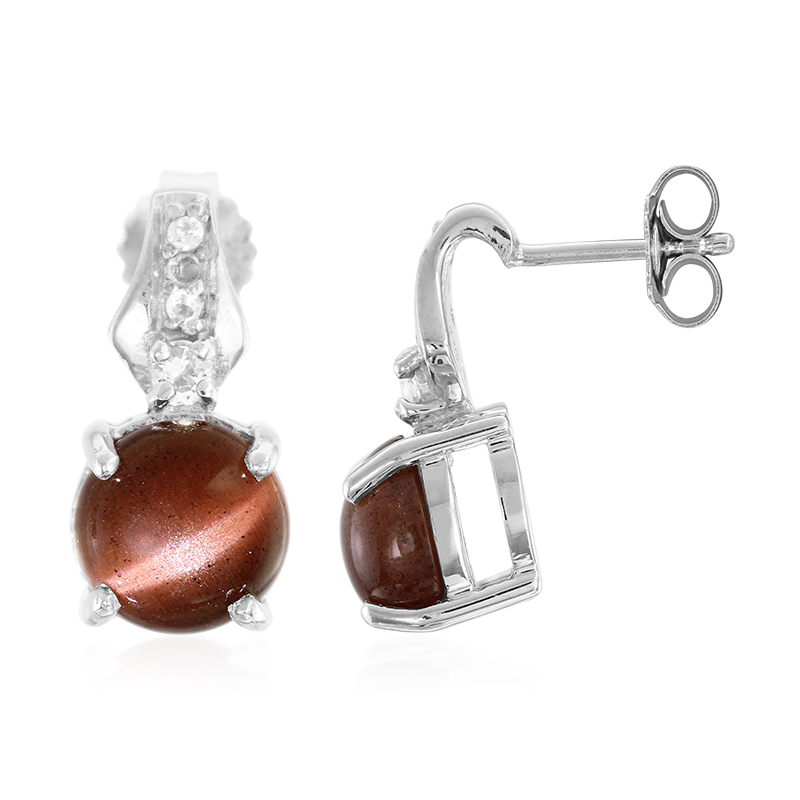 Skapolith-Katzenauge-Silberohrringe