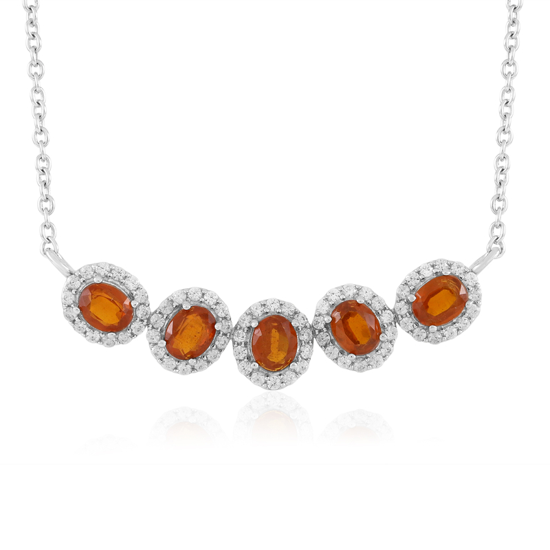 Oranger Kyanit-Silbercollier - Farbe: Orange