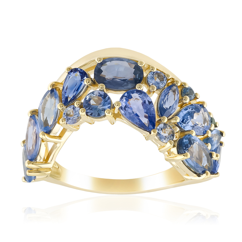 Blauer Tuléar-Saphir-Goldring (de Melo Gold)