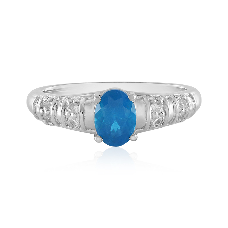 Neonblauer Apatit-Silberring