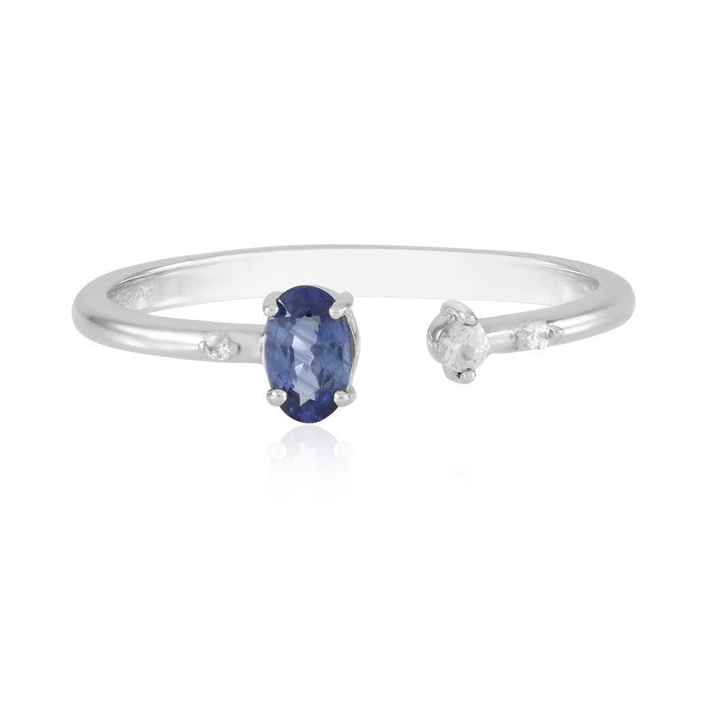 Blauer Ceylon-Saphir-Silberring