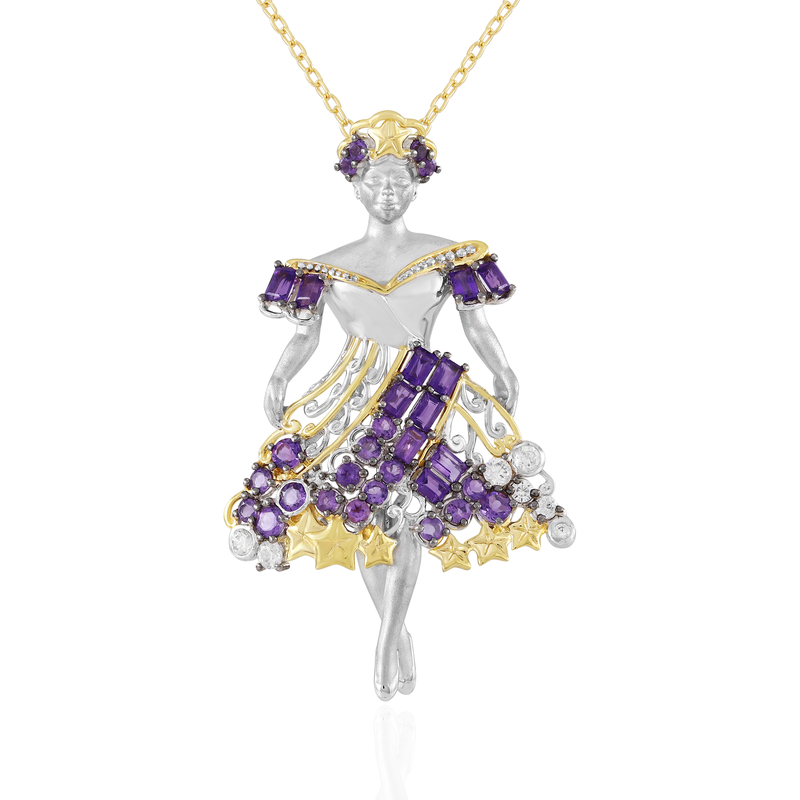 Amethyst-Silberhalskette (Gems en Vogue)
