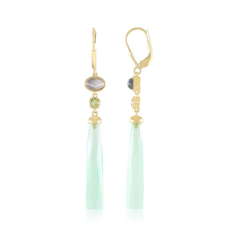 Grüner Chalzedon-Silberohrringe (KM by Juwelo)