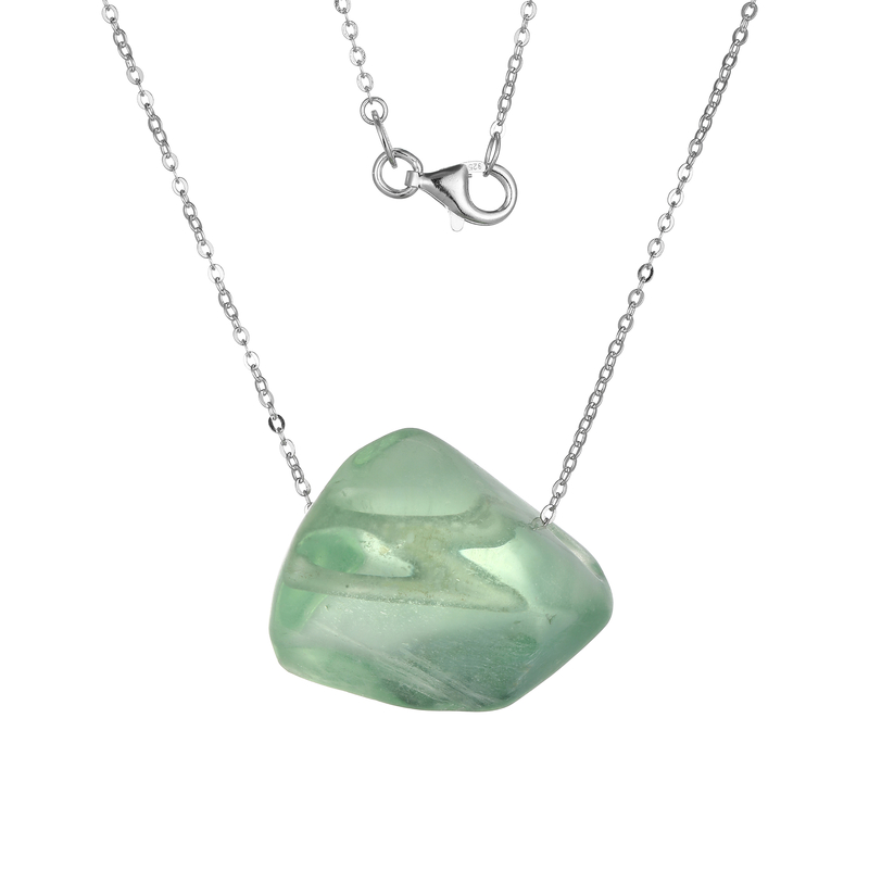 Grüner Fluorit-Silbercollier