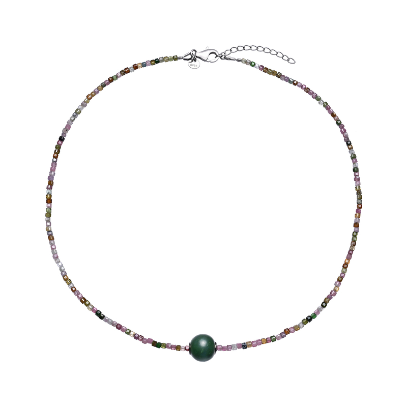 Edelstein-Silberhalskette (MONOSONO COLLECTION)