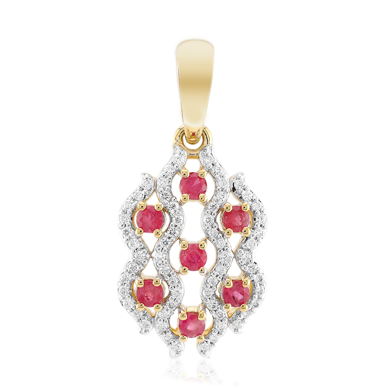 Roter Beryll-Goldanhänger
