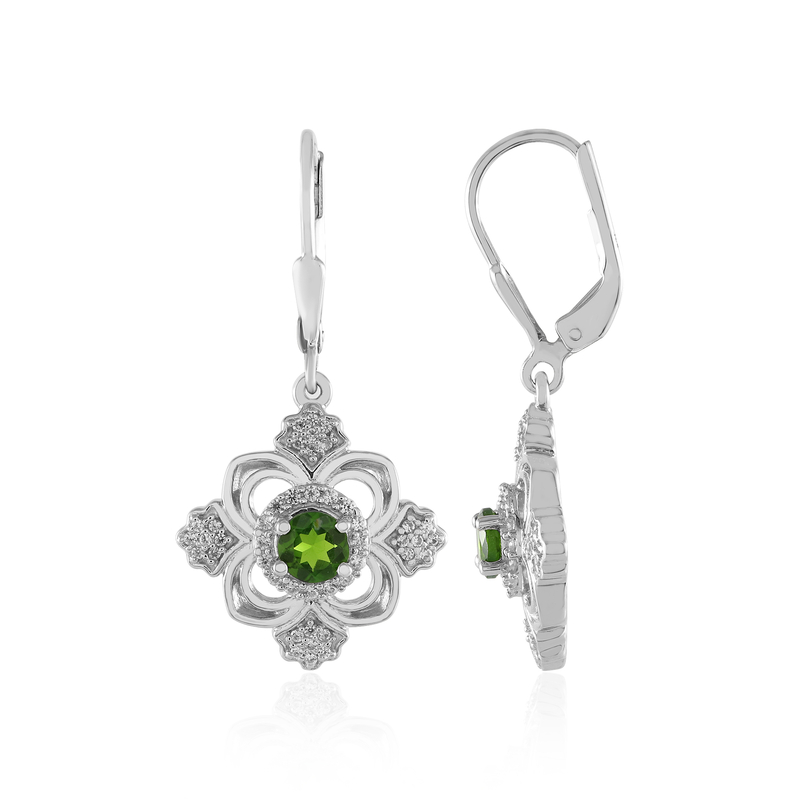 Russischer Diopsid-Silberohrringe