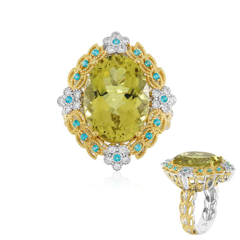 Ouro Verde-Quarz-Silberring (Gems en Vogue)