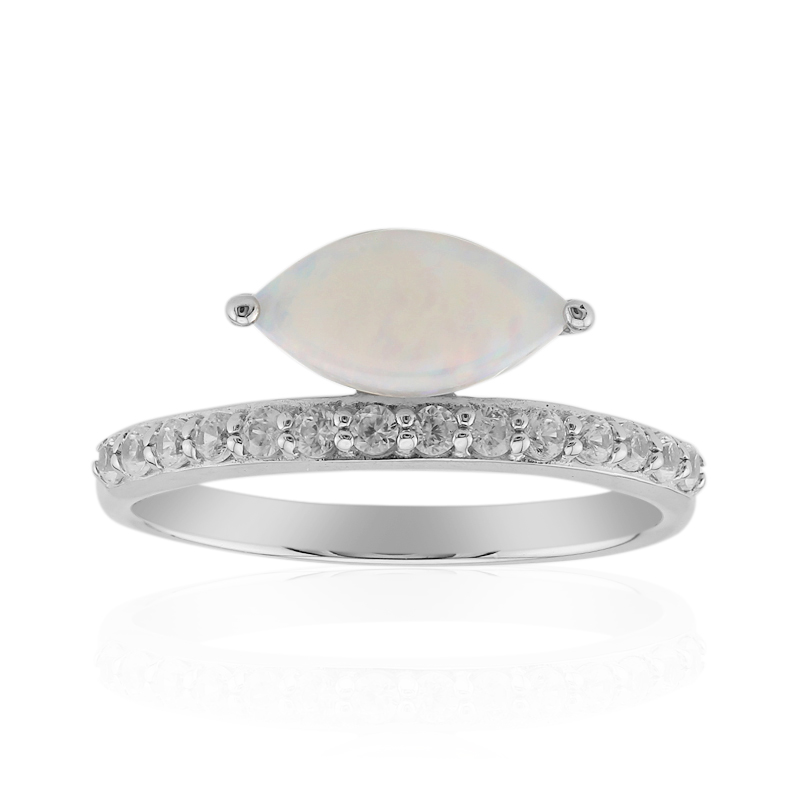 Weißer Opal-Silberring