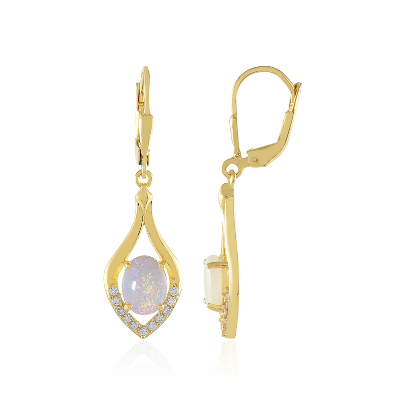 Australischer Opal-Silberohrringe Australischer Opal-Silberohrringe