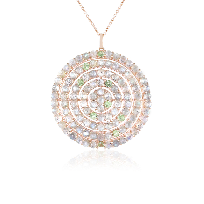 Grüner Maniry-Labradorit-Silberhalskette (KM by Juwelo)