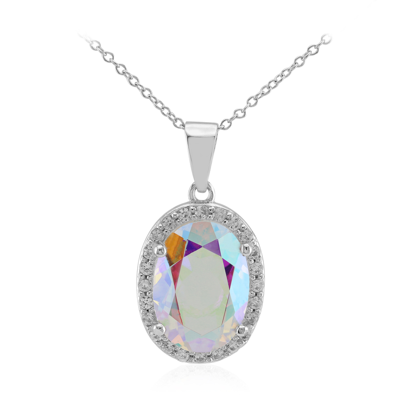 Mondlicht-Quarz-Silberhalskette