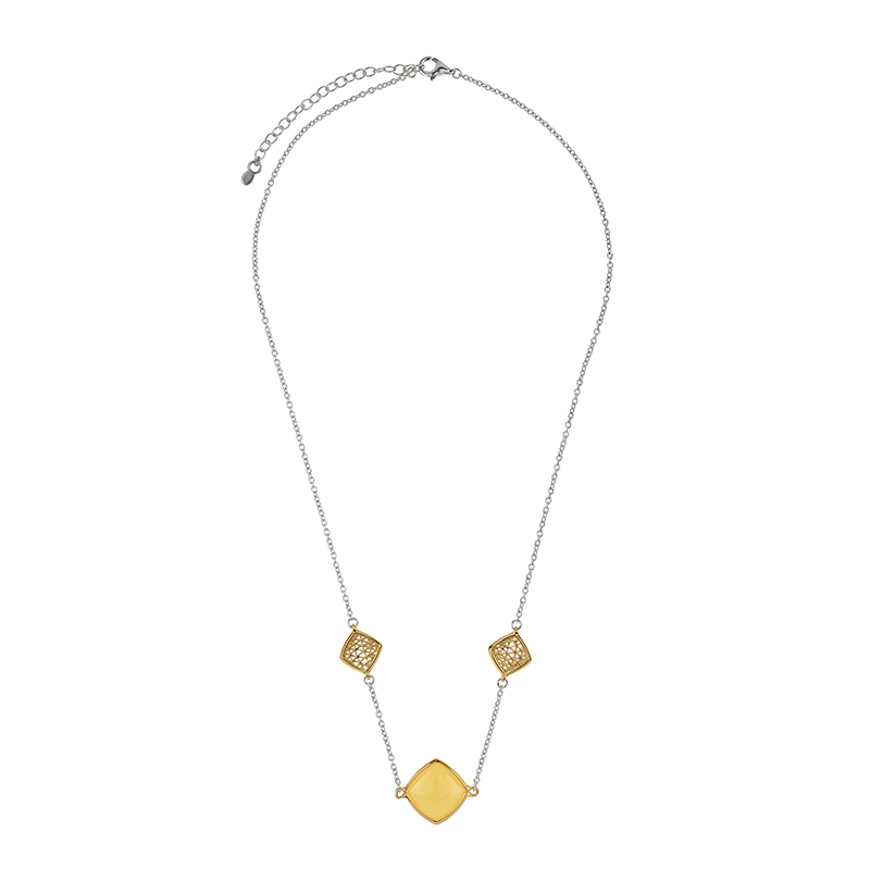 Baltischer Milky-Bernstein-Silbercollier (dagen)