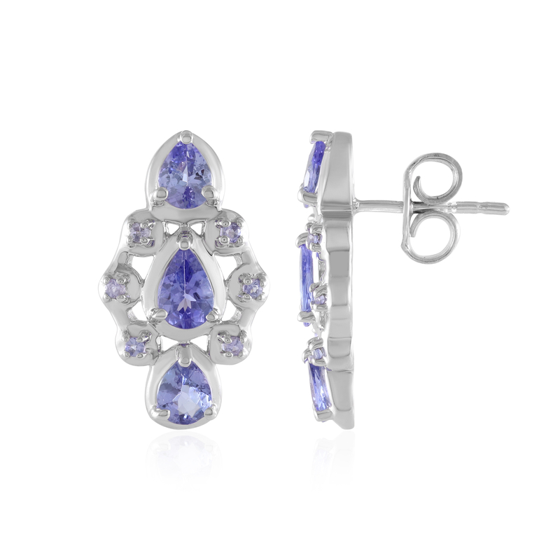 Tansanit-Silberohrringe