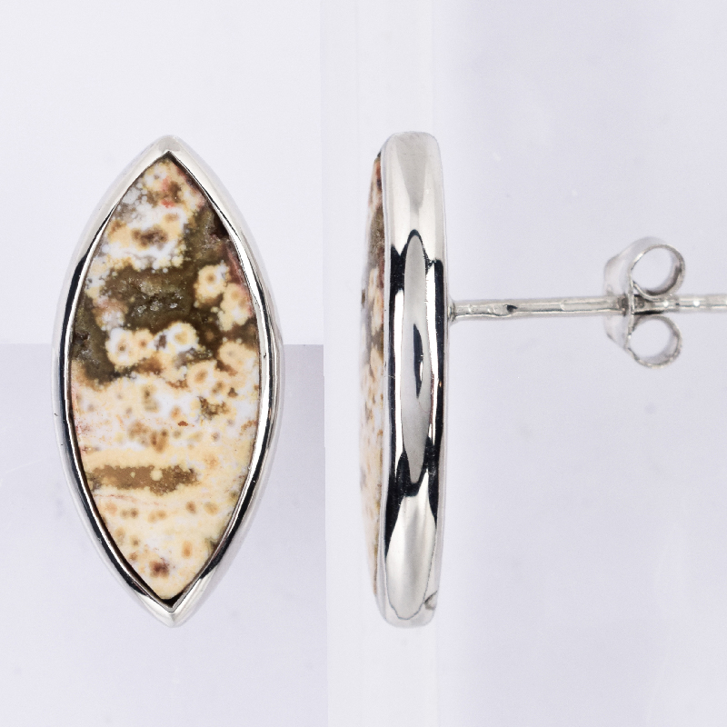 Meeres-Jaspis-Silberohrringe