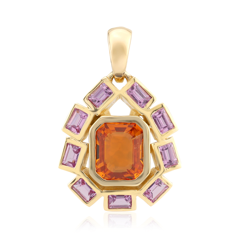 Oranger Ban Ka Cha-Saphir-Goldanhänger Oranger Ban Ka Cha-Saphir-Goldanhänger