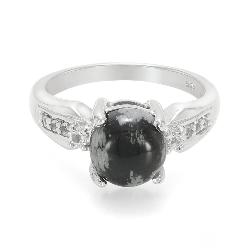 Schneeflocken-Obsidian-Silberring