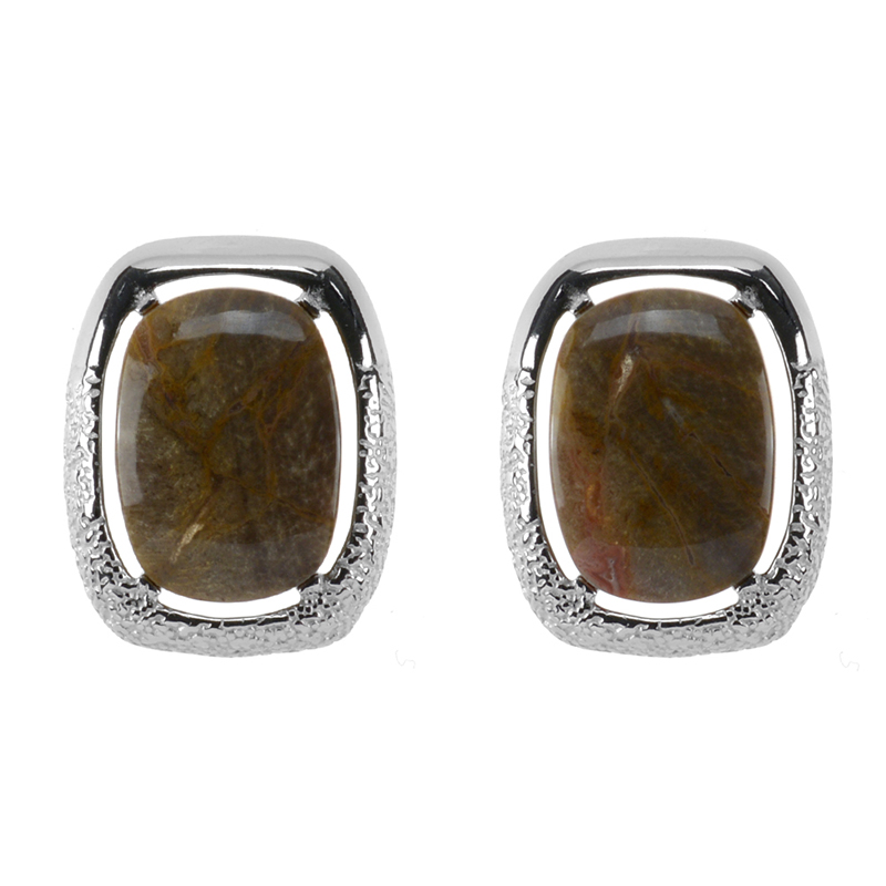 Versteinertes Holz-Silberohrringe (dagen)