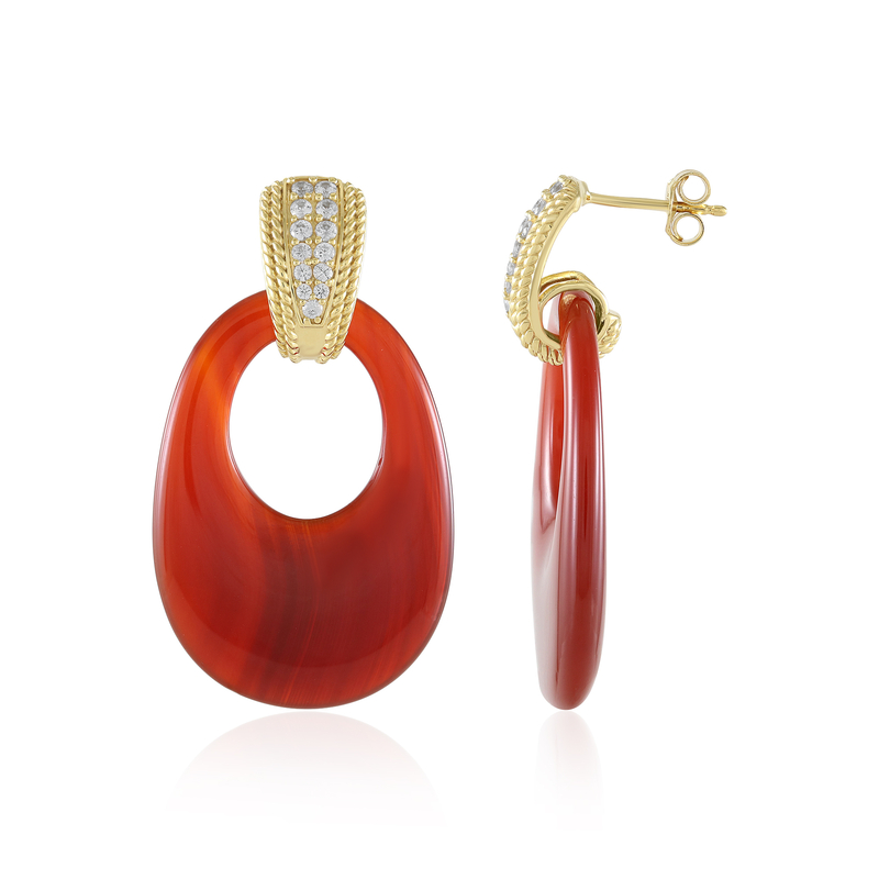 Roter Onyx-Silberohrringe