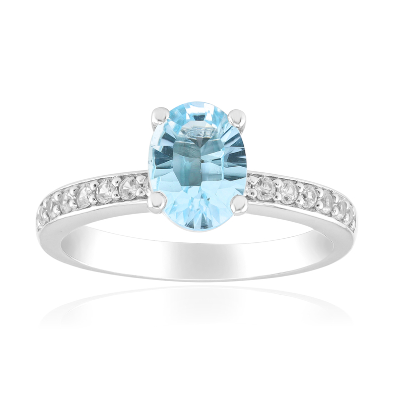 Himmelblauer Topas-Silberring Himmelblauer Topas-Silberring