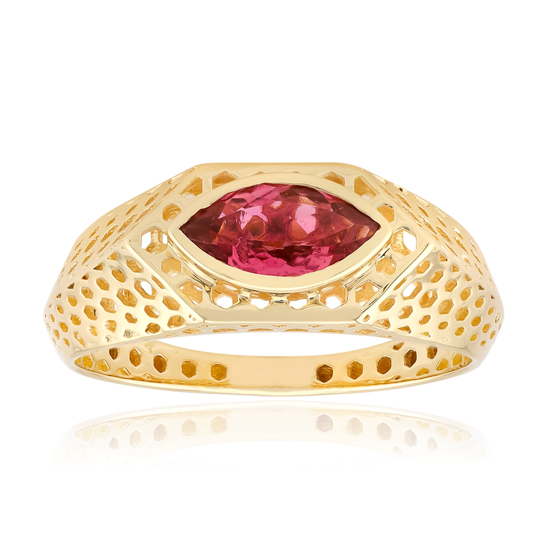 Nigerianischer Pinkfarbener Turmalin-Goldring (Ornaments by de Melo)