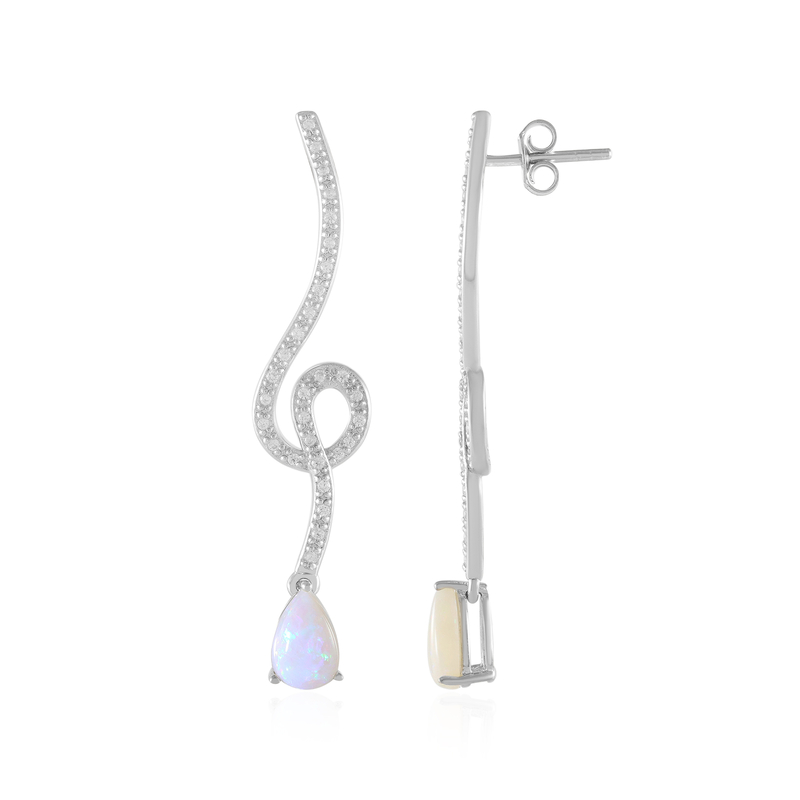 Australischer Opal-Silberohrringe