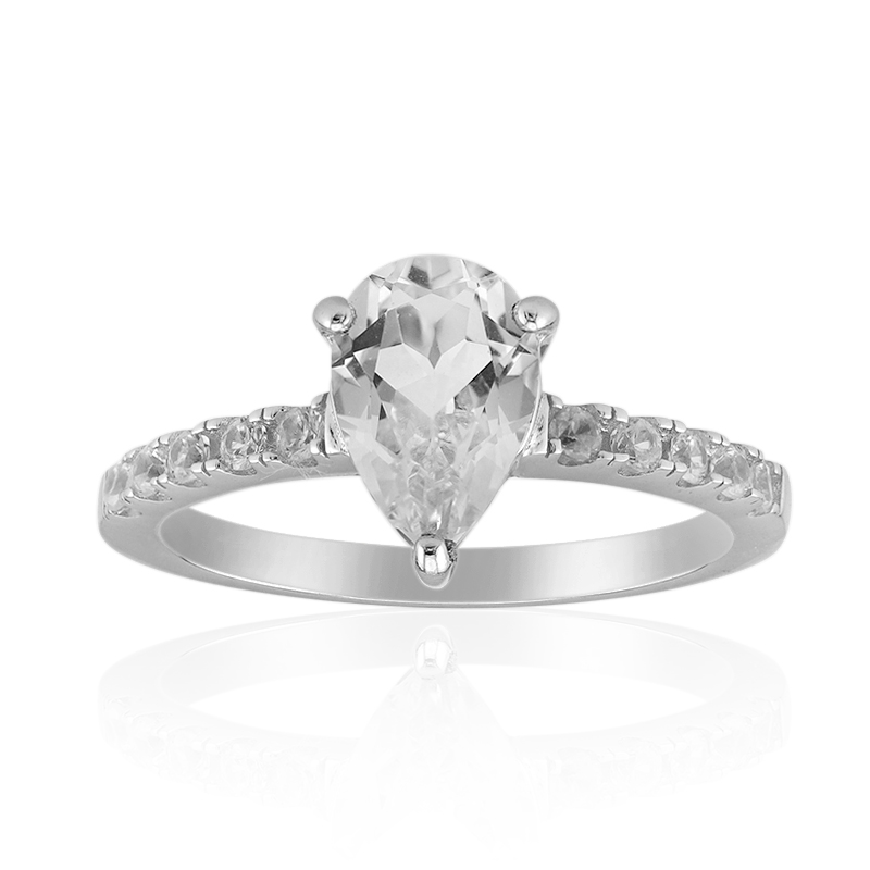 Weißer Topas-Silberring