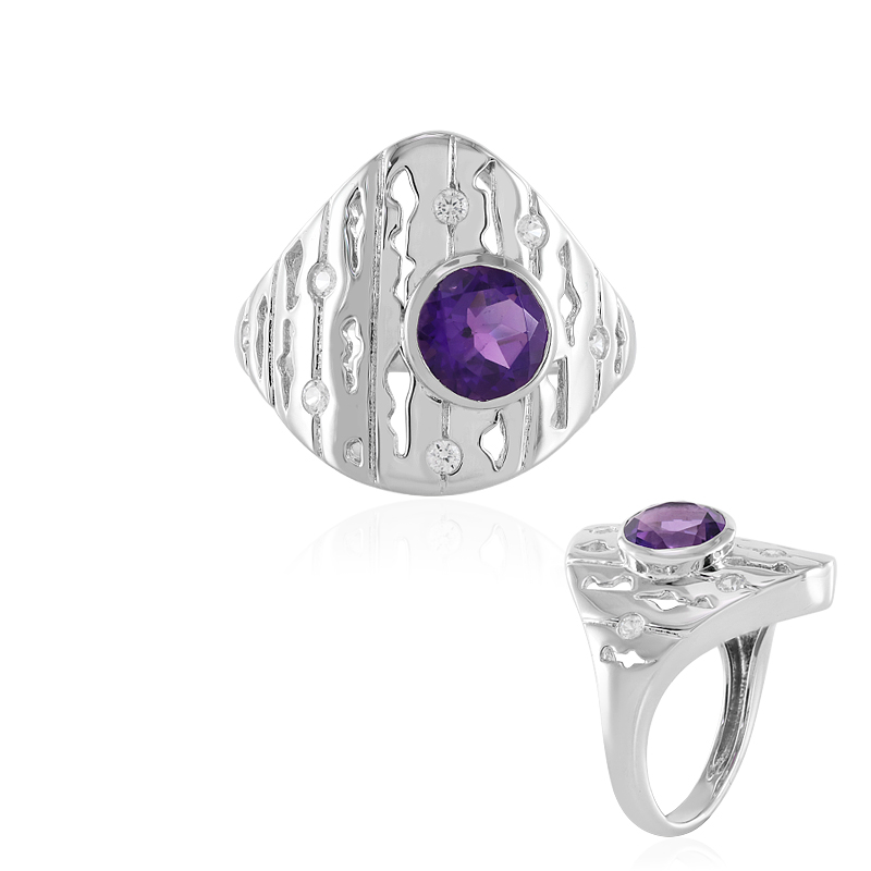 Sibirischer Amethyst-Silberring (SAELOCANA)