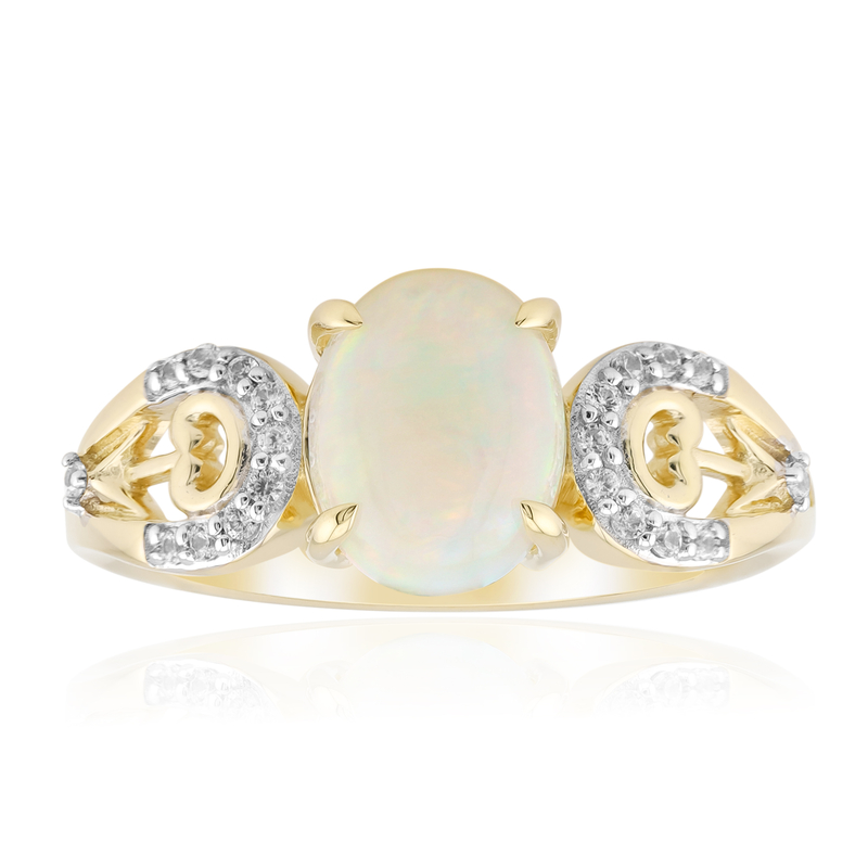 Brasilianischer Weißer Opal-Goldring Brasilianischer Weißer Opal-Goldring