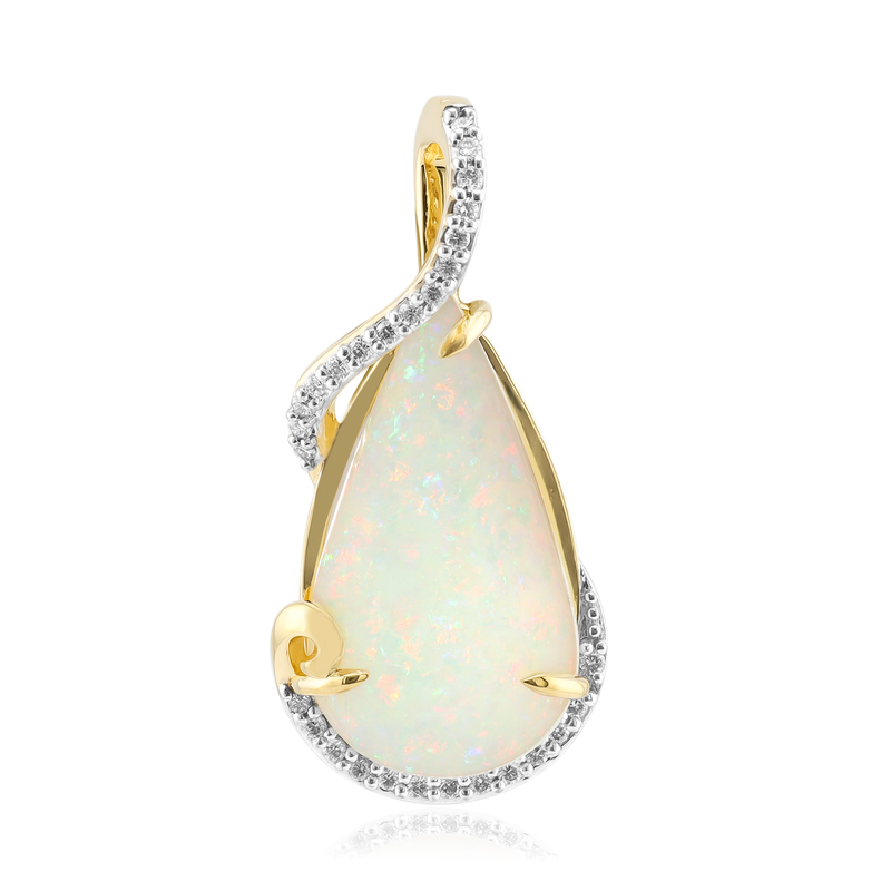 Brasilianischer Weißer Opal-Goldanhänger Brasilianischer Weißer Opal-Goldanhänger