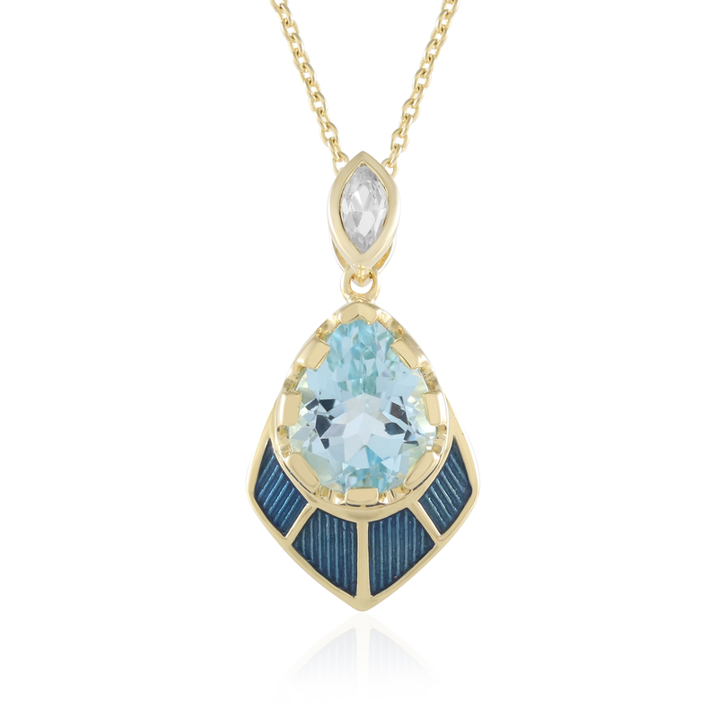 Himmelblauer Topas-Silberhalskette (Adela Silber)