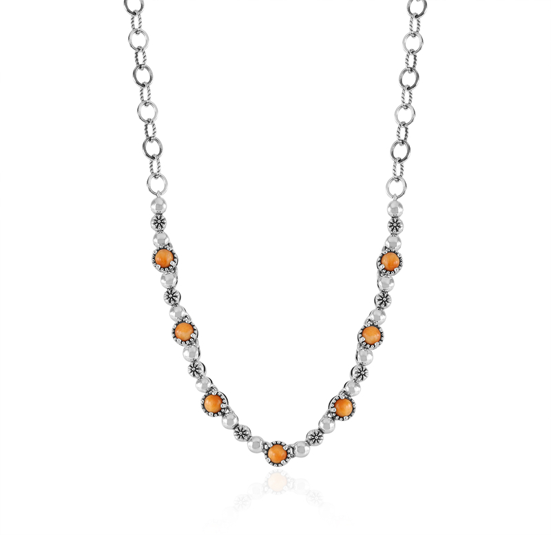 Orange Stachelauster-Silbercollier (Desert Chic)