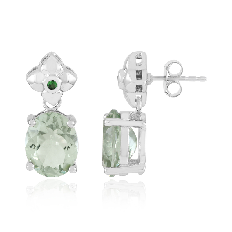 Grüner Amethyst-Silberohrringe