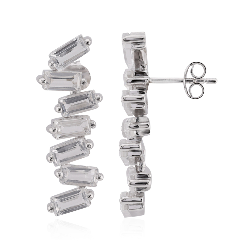 Weißer Topas-Silberohrringe