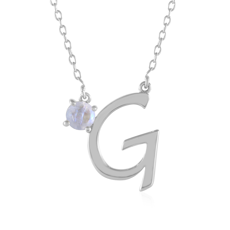 Regenbogen-Mondstein-Silbercollier