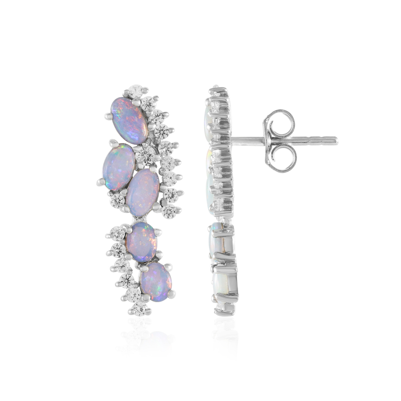 Australischer Opal-Silberohrringe Australischer Opal-Silberohrringe