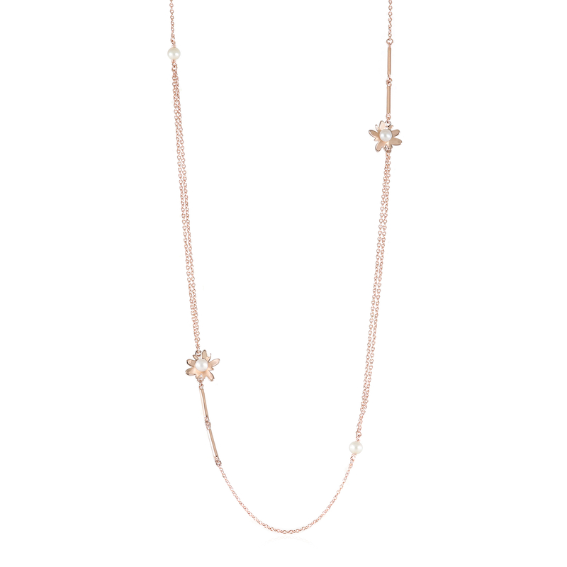 Weiße Süßwasserzuchtperlen-Silbercollier