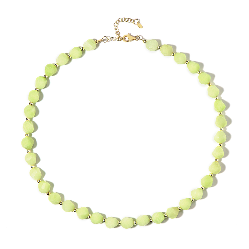 Grüner Quarz-Silberhalskette