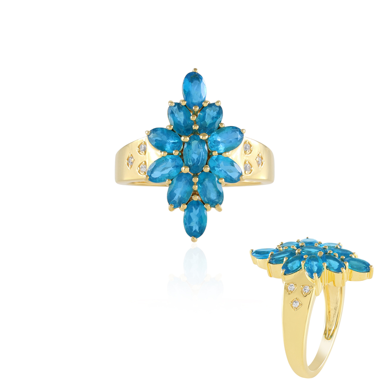 Neonblauer Apatit-Silberring