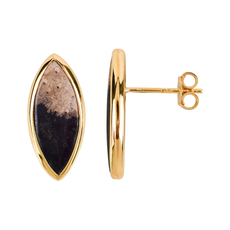 Versteinertes Holz-Silberohrringe