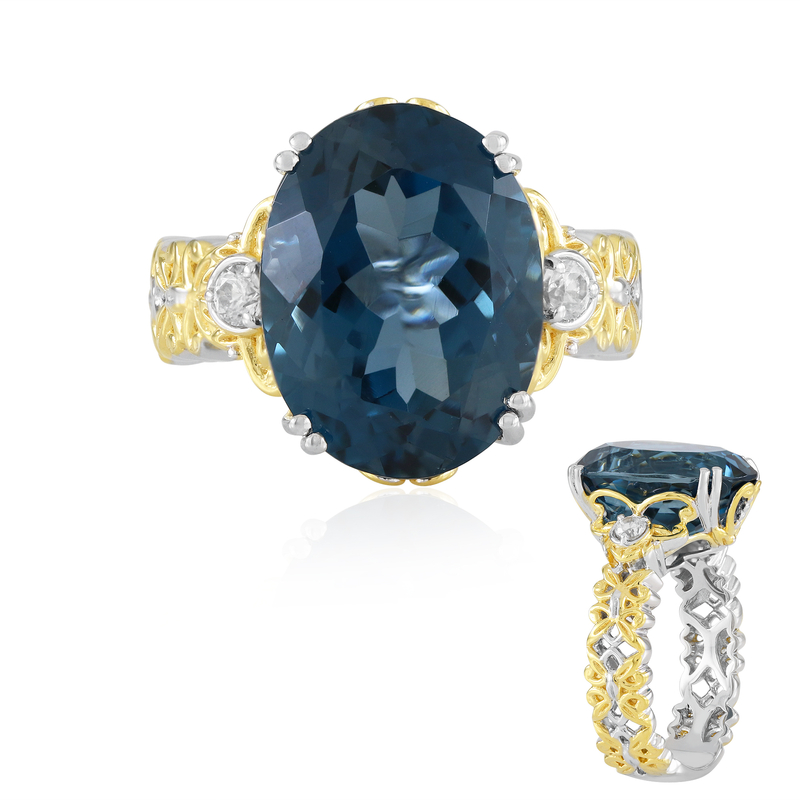 Londonblauer Topas-Silberring (Gems en Vogue)