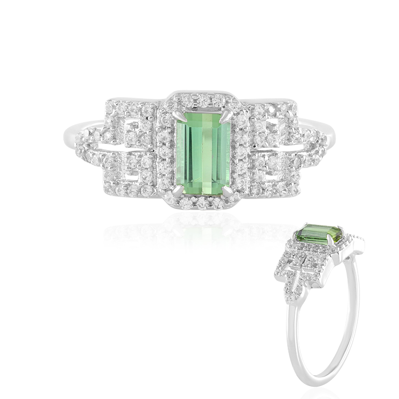 Grüner Benedito-Turmalin-Silberring