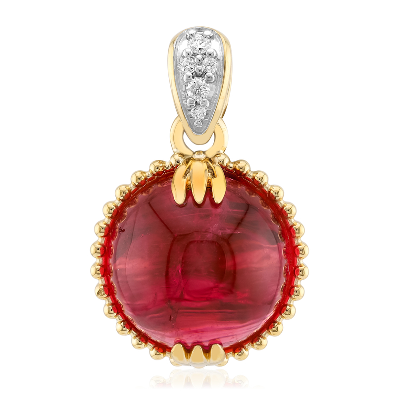 Rubellit-Katzenauge-Goldanhänger