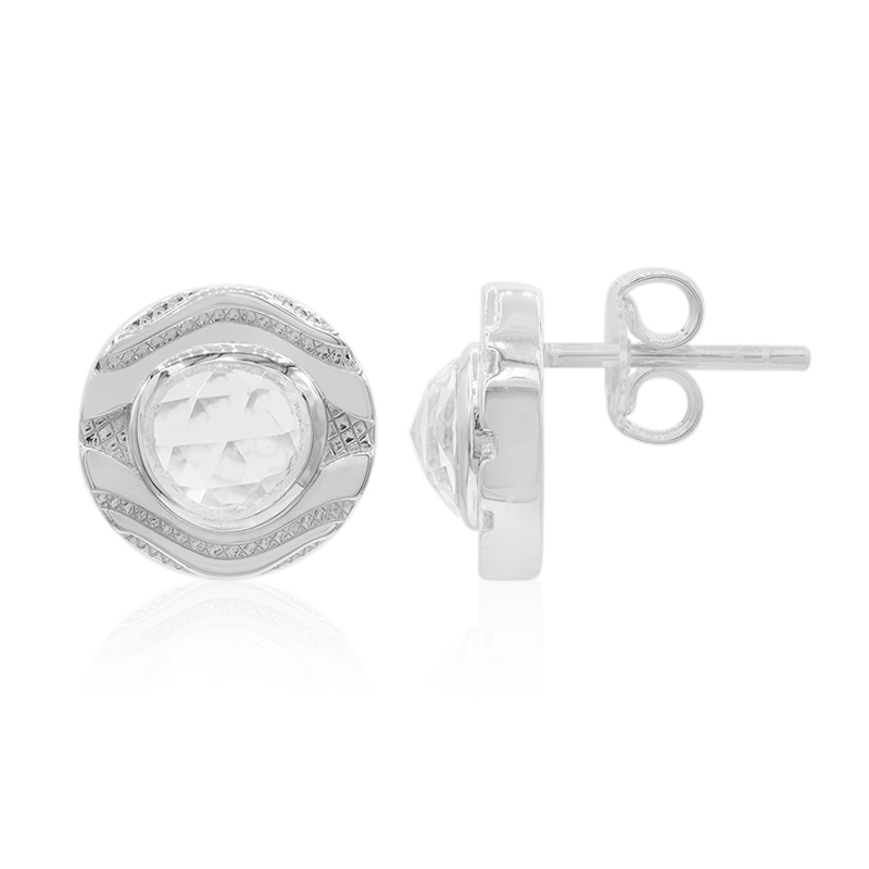 Weißer Topas-Silberohrringe (MONOSONO COLLECTION)