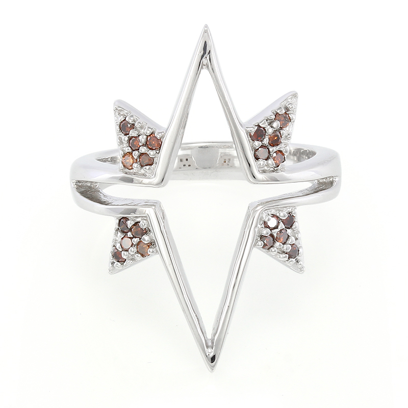 Roter Cognac-Brillant-Silberring Roter Cognac-Brillant-Silberring